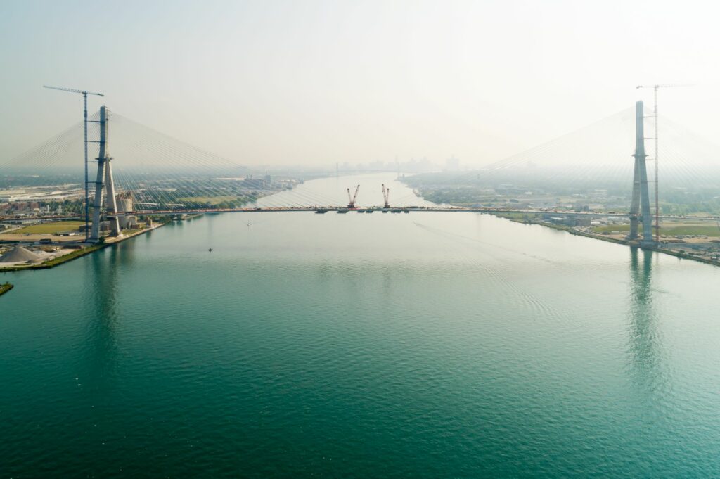 Photo aérienne du pont international