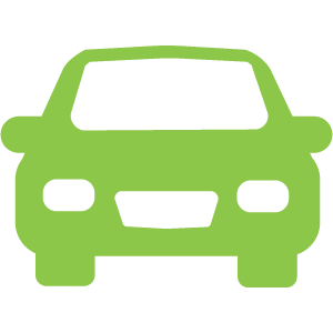 Icône de la vue avant d’une voiture personnelle signifiant les véhicules personnels. Voie de péage pour les véhicules de tourisme